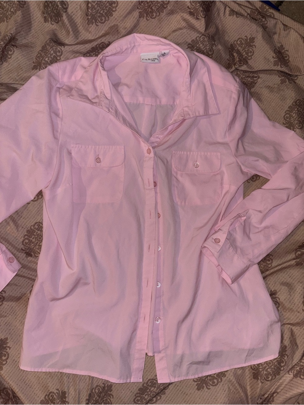 Kim Rogers Petite Pink Collared Shirt